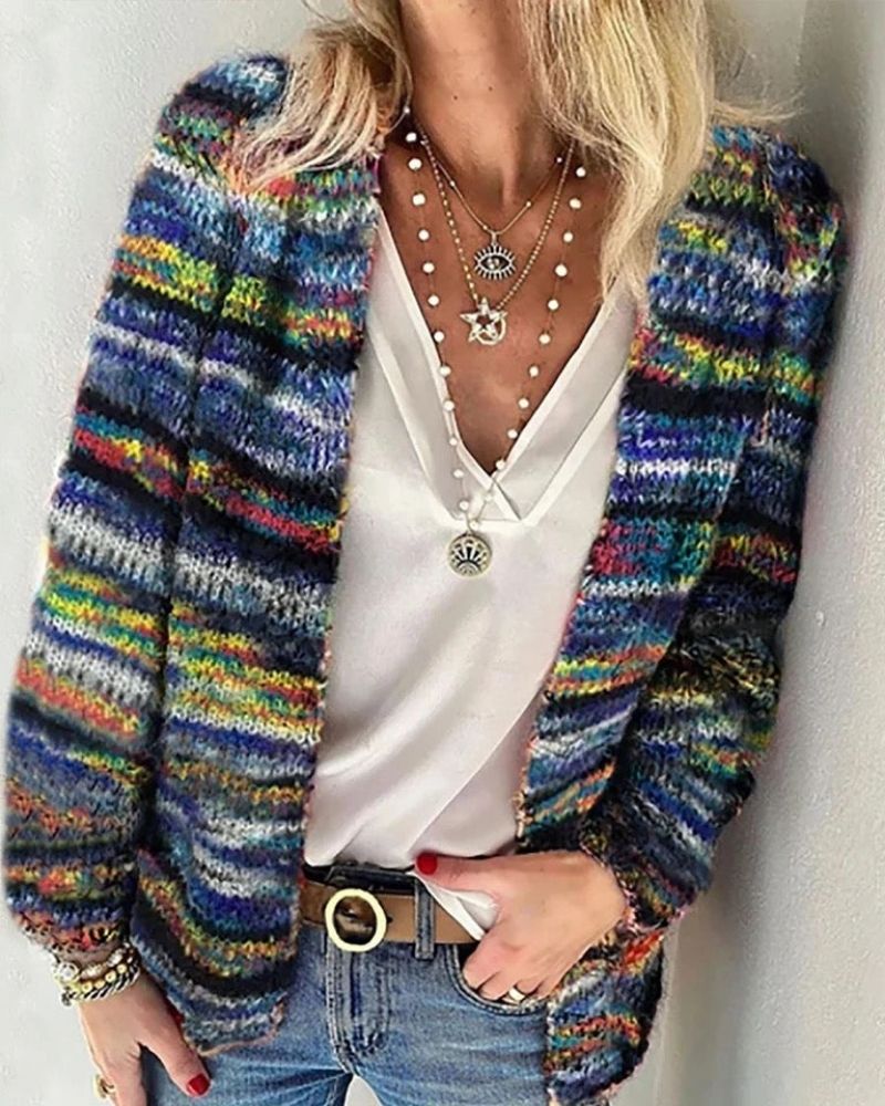 Street-Wave Colorful Knit Cardigan For Women Cozy Boho Chic Layering Piece Must Have