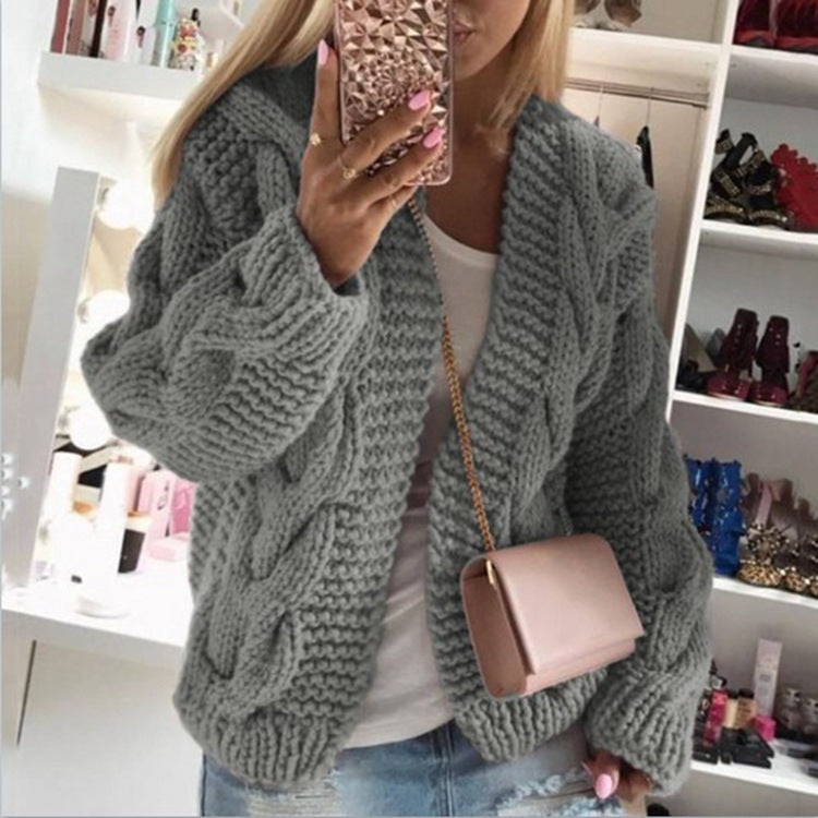 Street-Wave Cozy Chunky Knit Cardigan For Women Oversized Cable Knit Layering Essential Wardrobe Staple