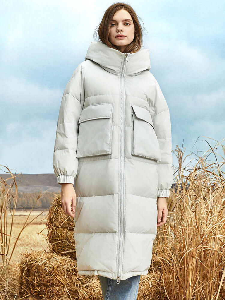 Street-Wave Womens Long Winter Puffer Jacket With Hood Warm Insulated Coat For Cold Weather