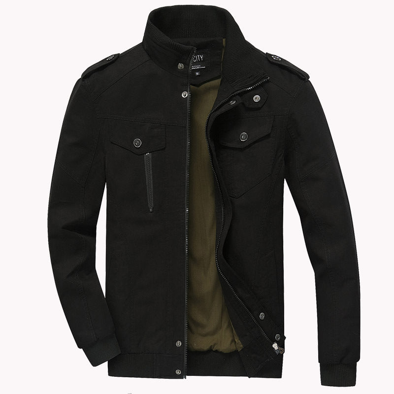 Street Wave Cotton Military Casual Jacket For Men With Durable Fabric And Multiple Pockets