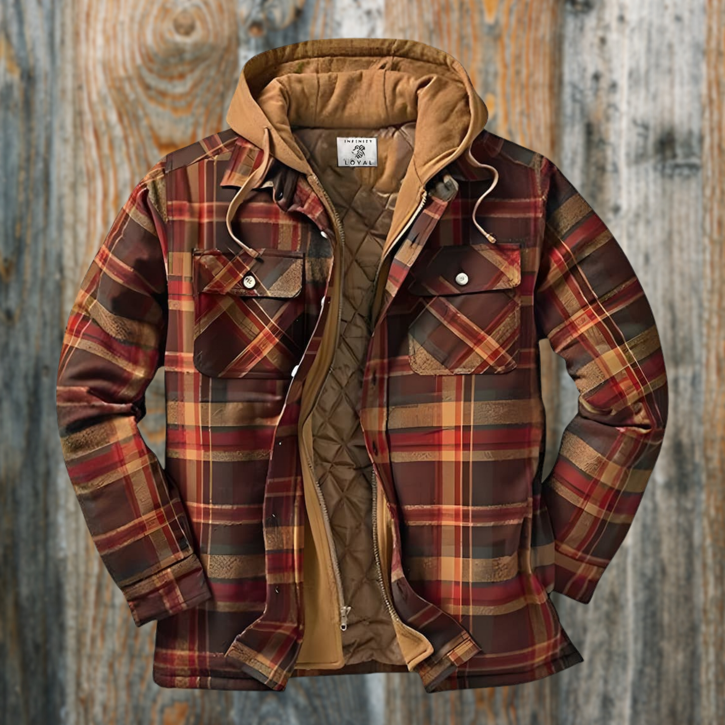 Street-Wave Insulated Plaid Flannel Jacket For Men Warm Rugged Comfort With Quilted Lining