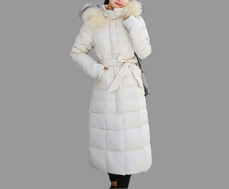 Streetwave Long Winter Coat Black With Fur Trim Hood Belted Warm Elegance For Women
