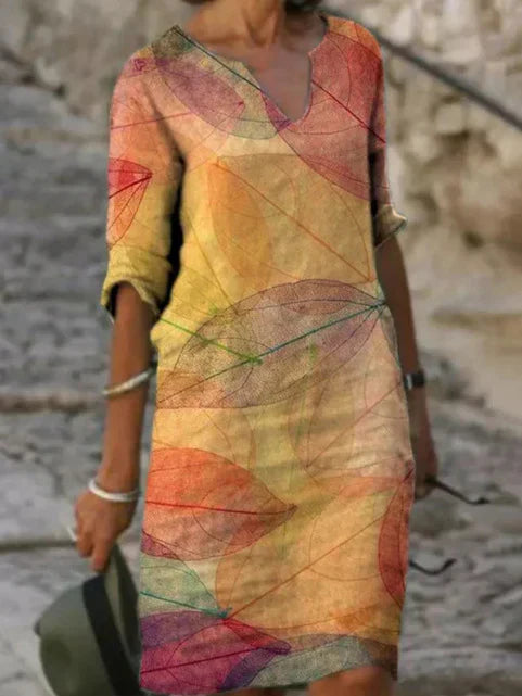 Leaf Print Dress For Women Streetwave Versatile Breathable Comfortable Everyday Wear