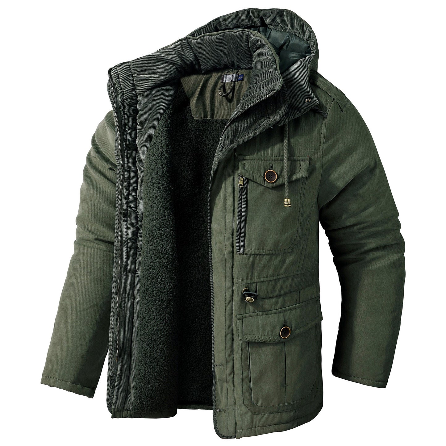 Street-wave Winter Jacket For Men With Hood Insulated FleeceLined Multi Pocket Comfort