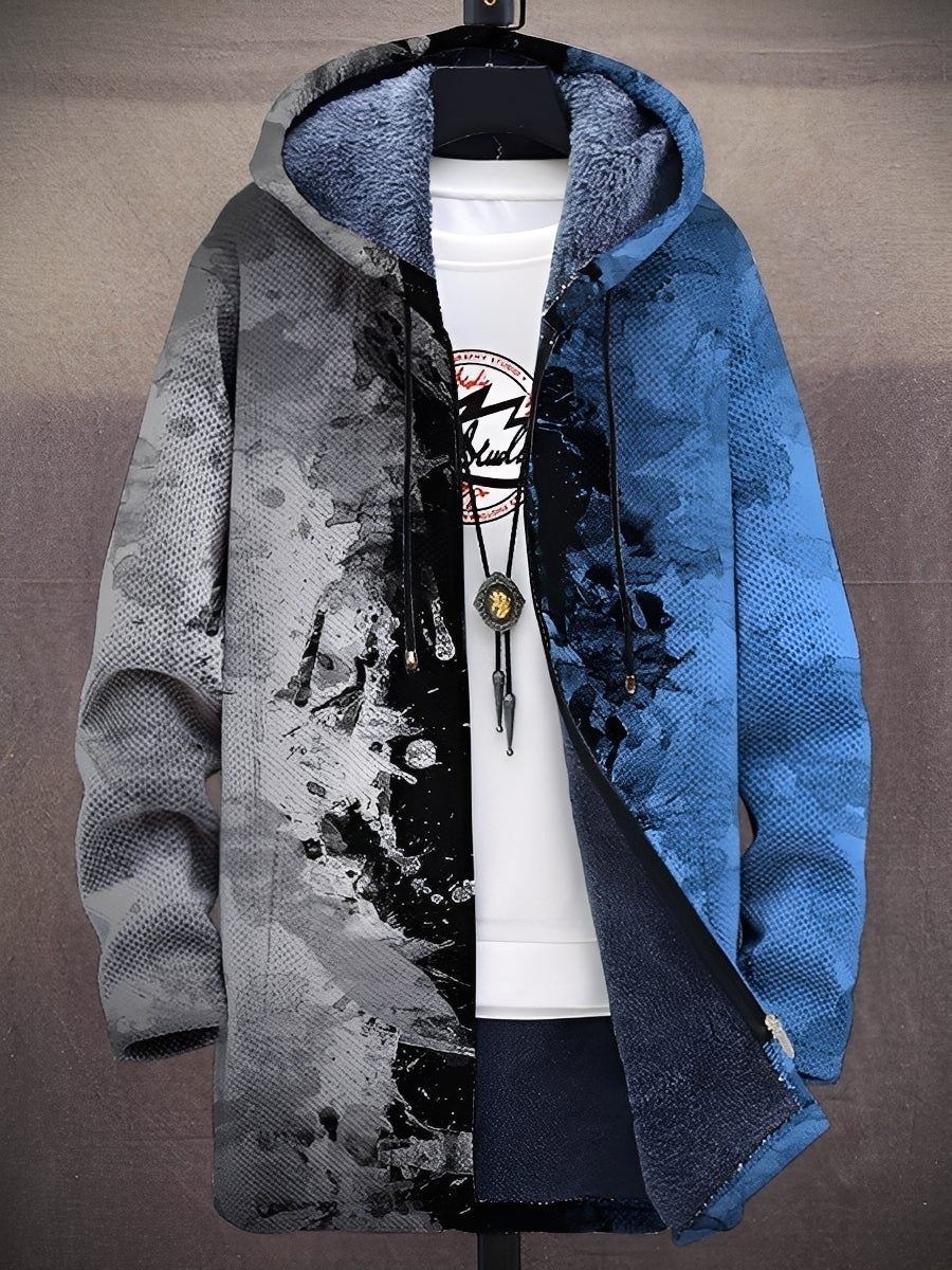 Street-Wave Abstract Print Hoodie Jacket for Men Bold Style and Lightweight Comfort