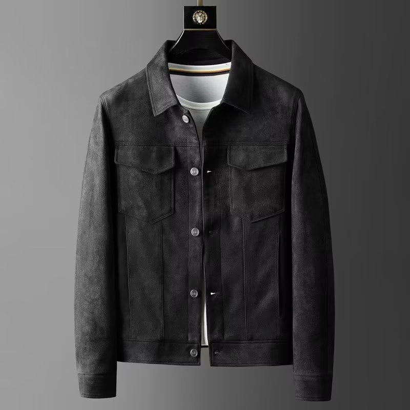 Street Wave Suede Leather Jacket For Men Classic Style Soft Comfort Premium Outerwear