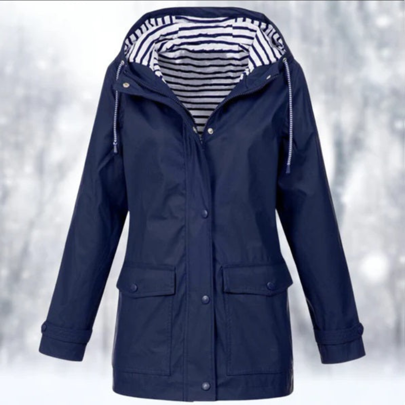 Street-wave Womens Waterproof Hooded Winter Jacket With Striped Lining For All Weather Outdoor