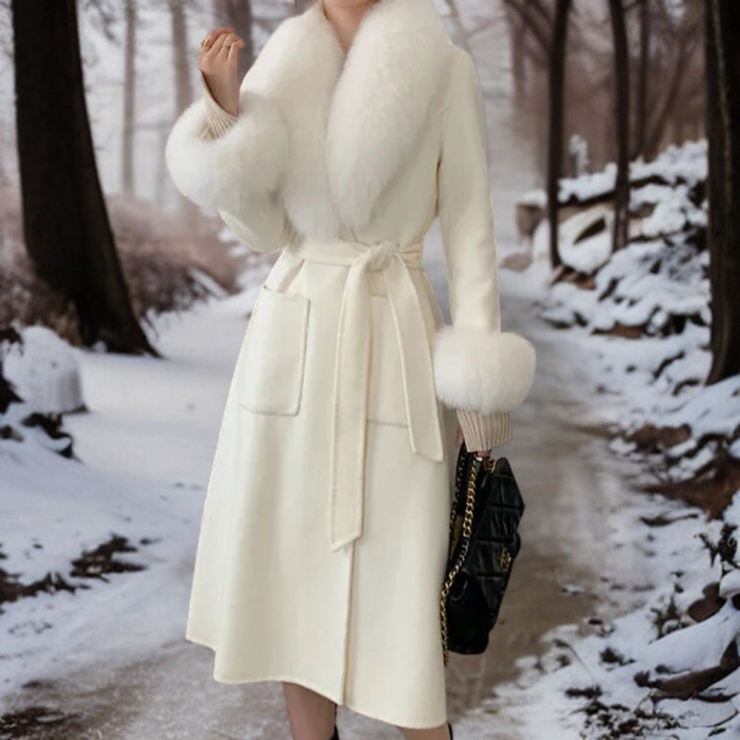 Street-wave Elegant Warm Winter Coat For Women With Plush Fur Cuffs And Versatile Style