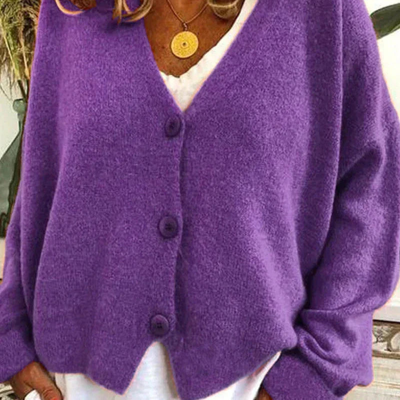 Street Wave Womens Cozy Knit Cardigan Loose Fit V Neck