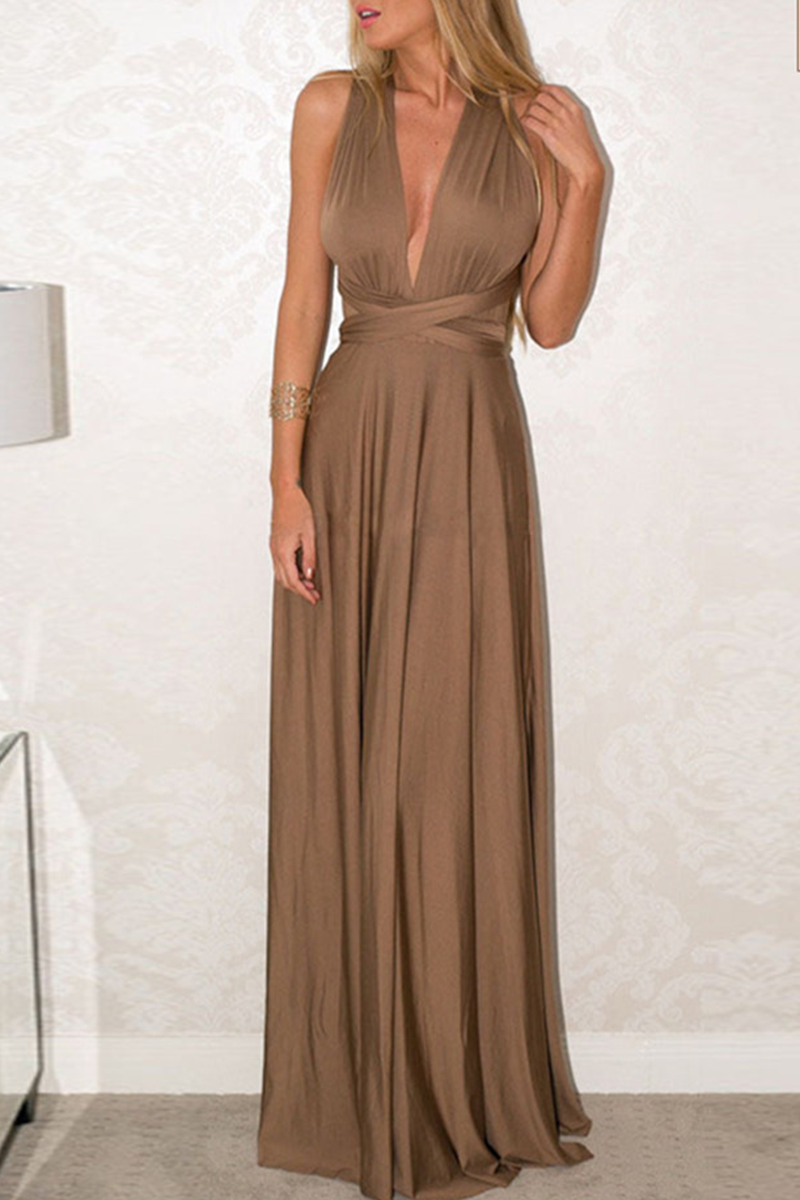 Dress for Women – Halterneck A-line – Floor-length – Slit – Elegant Party Dress