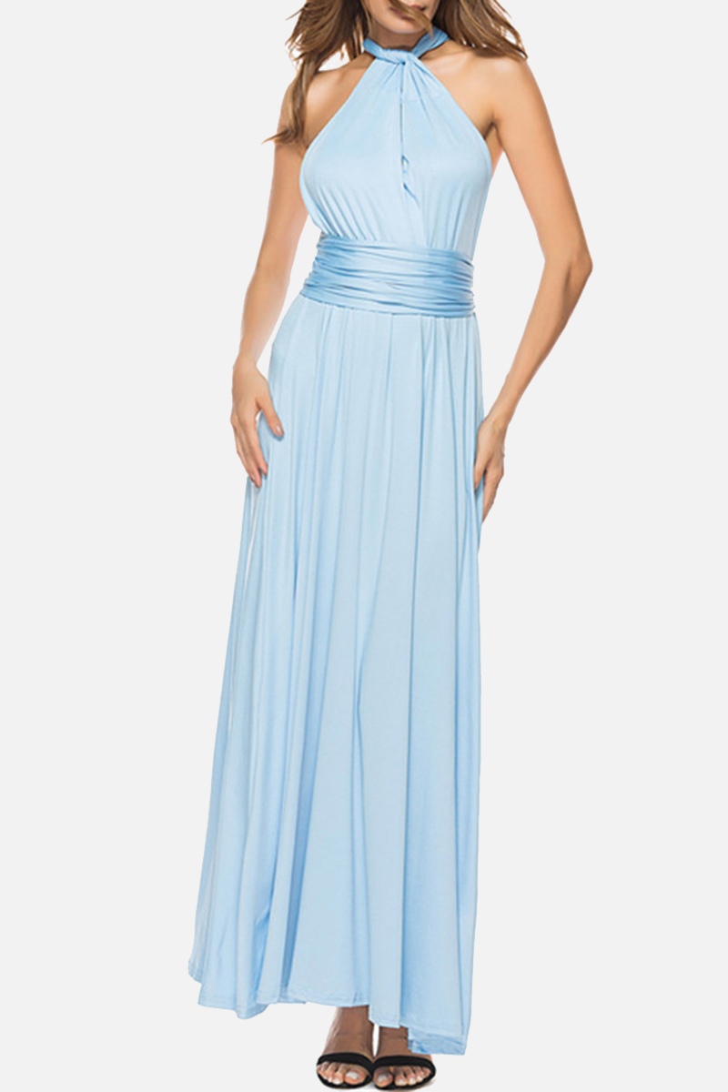 Dress for Women – Halterneck A-line – Floor-length – Slit – Elegant Party Dress