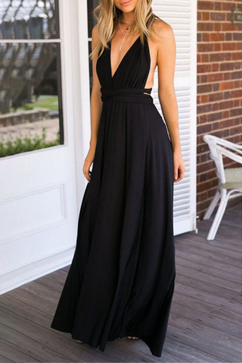 Dress for Women – Halterneck A-line – Floor-length – Slit – Elegant Party Dress