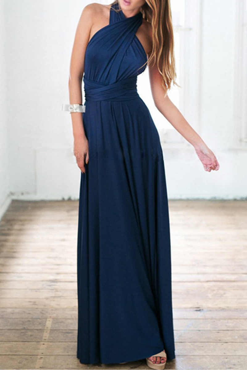 Dress for Women – Halterneck A-line – Floor-length – Slit – Elegant Party Dress