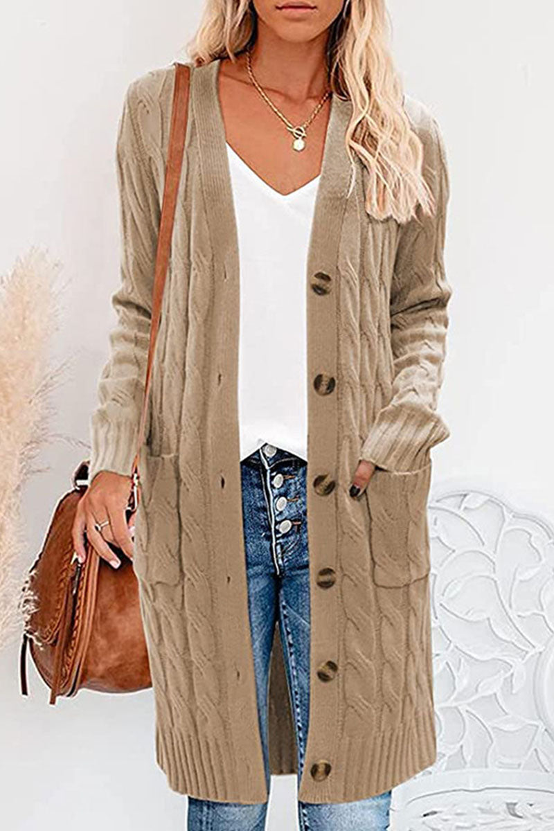 Street-wave Women's Cozy Long Cardigan With Button Front For Effortless Winter Warmth And Chic Layering