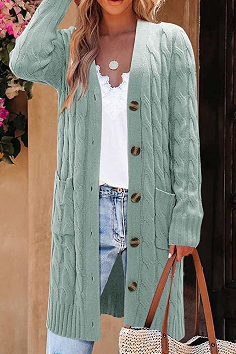 Street-wave Women's Cozy Long Cardigan With Button Front For Effortless Winter Warmth And Chic Layering