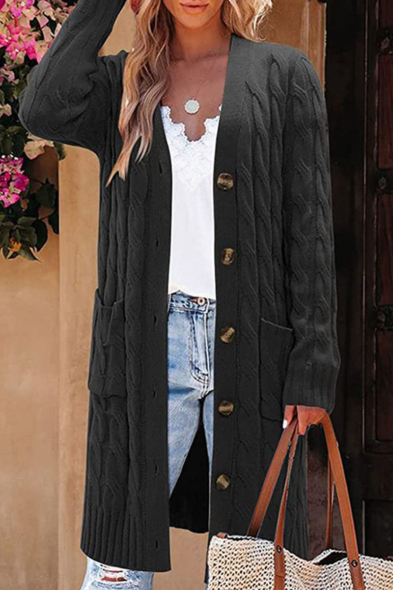 Street-wave Women's Cozy Long Cardigan With Button Front For Effortless Winter Warmth And Chic Layering