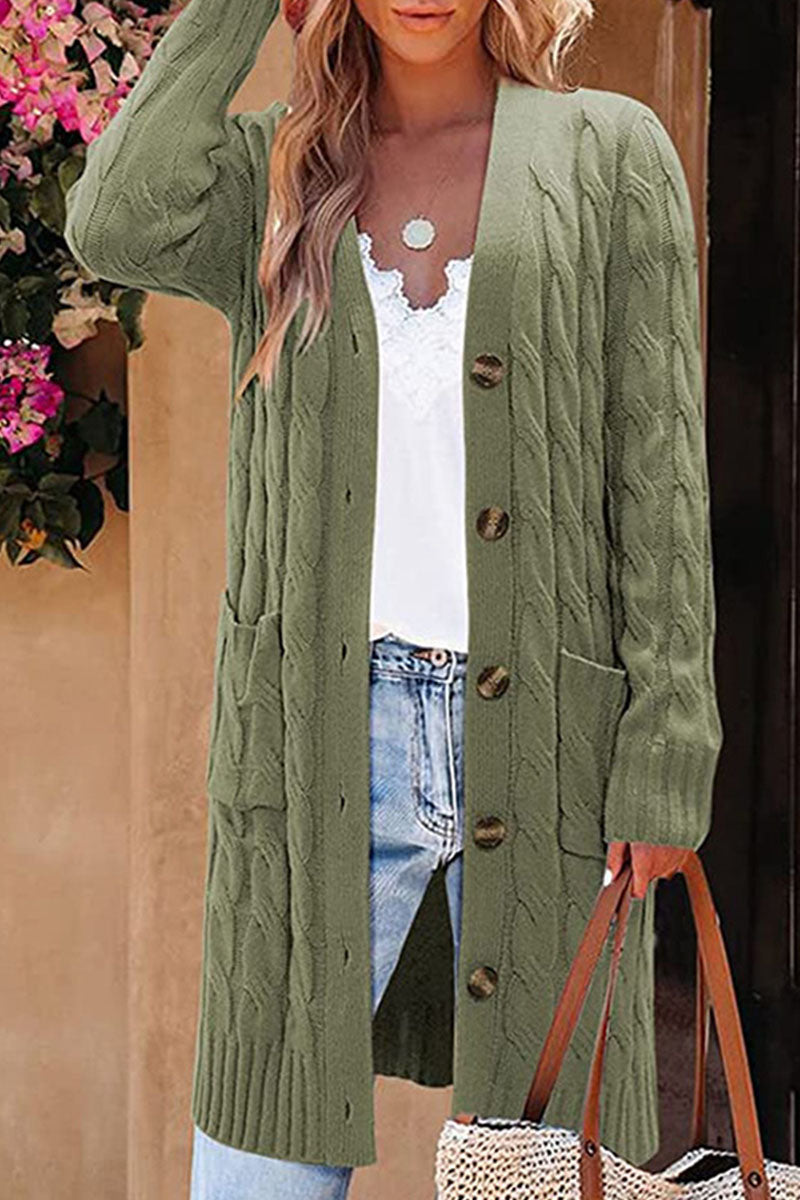 Street-wave Women's Cozy Long Cardigan With Button Front For Effortless Winter Warmth And Chic Layering