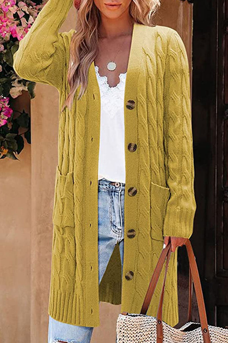 Street-wave Women's Cozy Long Cardigan With Button Front For Effortless Winter Warmth And Chic Layering