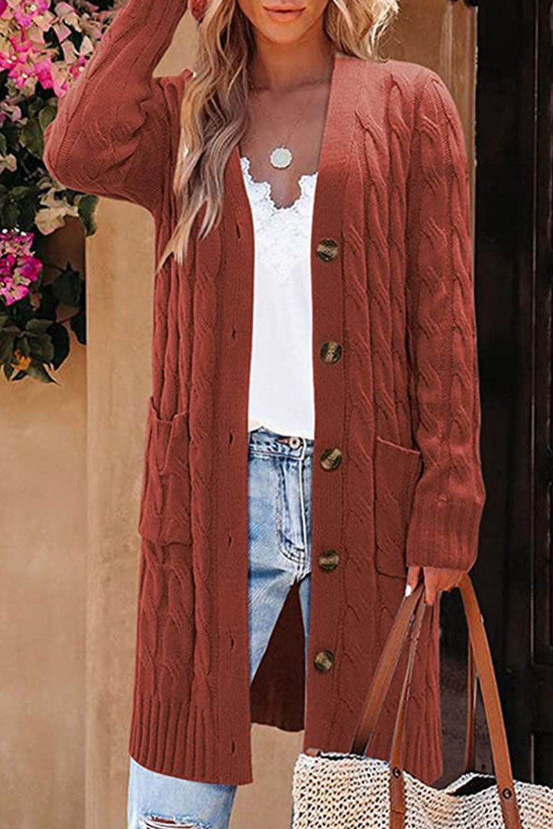 Street-wave Women's Cozy Long Cardigan With Button Front For Effortless Winter Warmth And Chic Layering