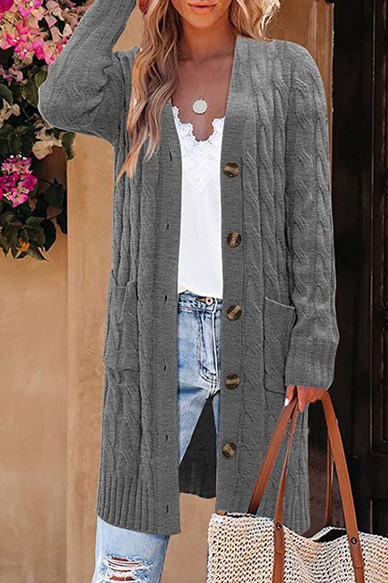 Street-wave Women's Cozy Long Cardigan With Button Front For Effortless Winter Warmth And Chic Layering