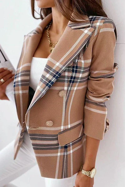 Street-Wave Tailored Plaid Blazer For Women Chic Versatile Office To Evening Wear