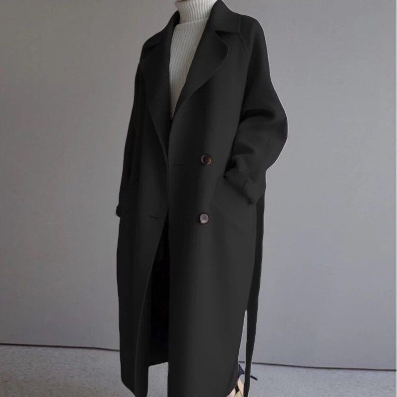 Street Wave Long Overcoat For Urban Professionals With Elegant Flowing Silhouette