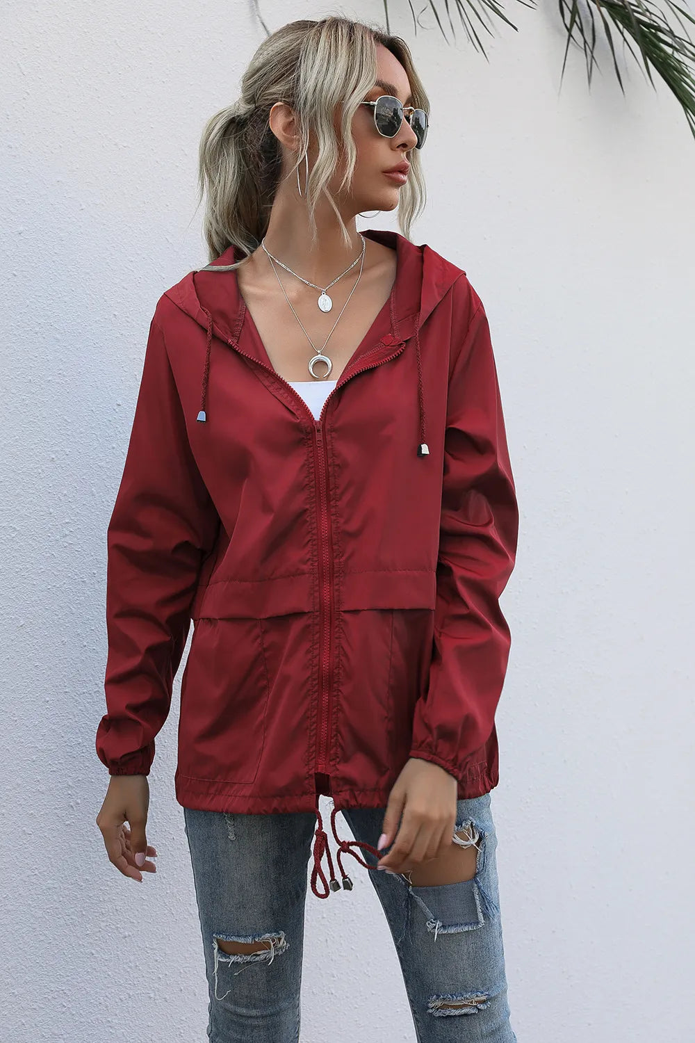 Street-wave Waterproof Womens Hooded Jacket Breathable Windproof Quick Dry Outdoor Coat