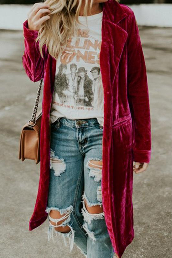 Street-wave Velvet Duster Coat For Women - Effortless Chic Warmth All Day Comfort