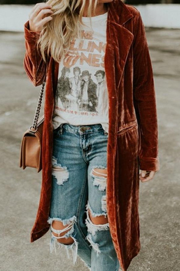 Street-wave Velvet Duster Coat For Women - Effortless Chic Warmth All Day Comfort