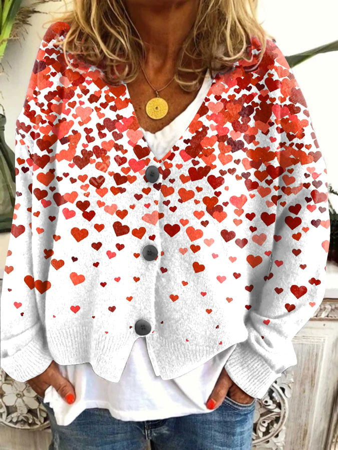 Street-Wave Colorful Women's Cardigan Coat Bold Floral PaintSplash Outerwear Warm Cozy