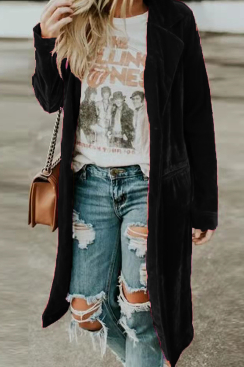 Street-wave Velvet Duster Coat For Women - Effortless Chic Warmth All Day Comfort