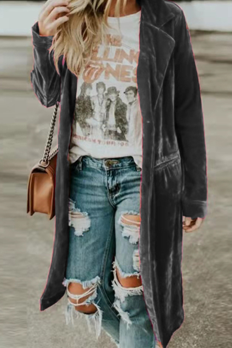 Street-wave Velvet Duster Coat For Women - Effortless Chic Warmth All Day Comfort