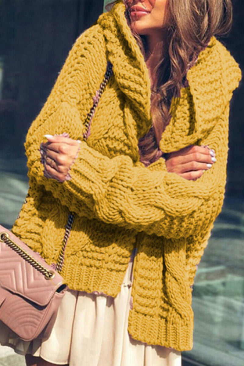 Street-wave Timeless Cozy Chunky Knit Cardigan Winter Top For Women Elegant Warm Everyday Style