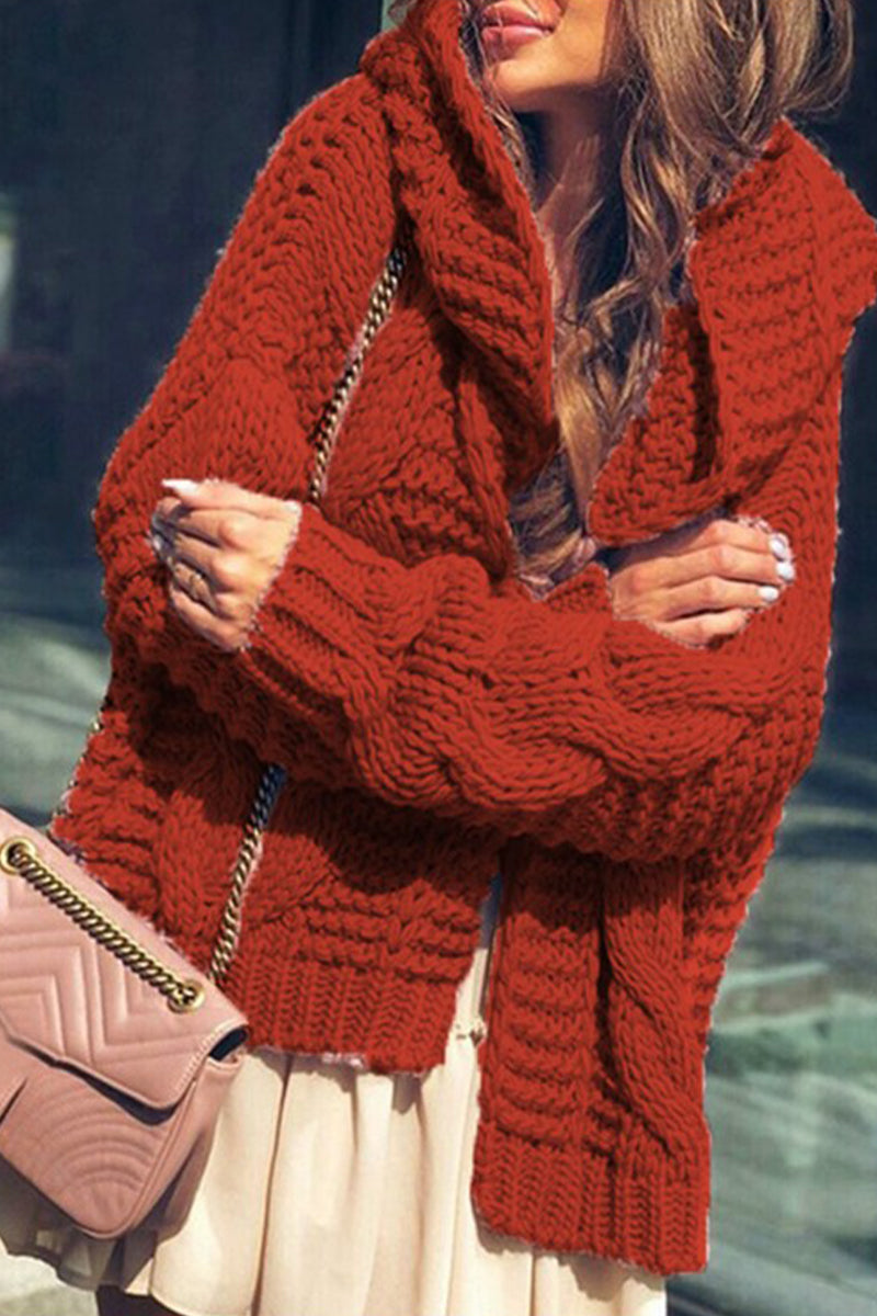 Street-wave Timeless Cozy Chunky Knit Cardigan Winter Top For Women Elegant Warm Everyday Style