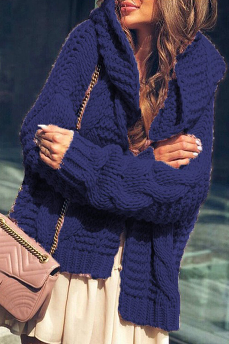 Street-wave Timeless Cozy Chunky Knit Cardigan Winter Top For Women Elegant Warm Everyday Style
