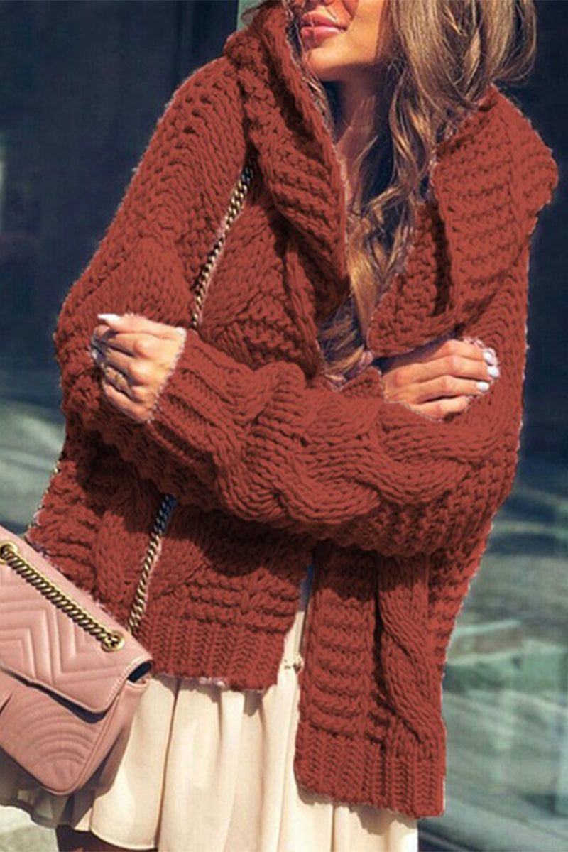 Street-wave Timeless Cozy Chunky Knit Cardigan Winter Top For Women Elegant Warm Everyday Style