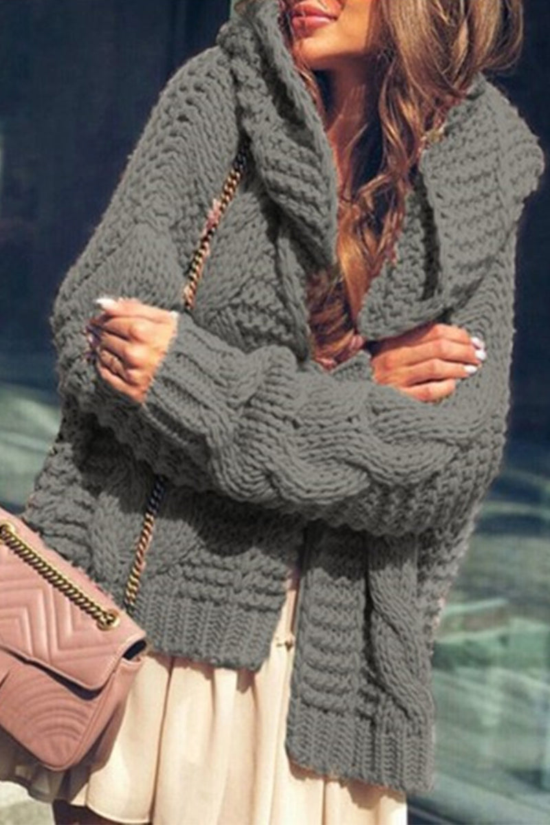 Street-wave Timeless Cozy Chunky Knit Cardigan Winter Top For Women Elegant Warm Everyday Style