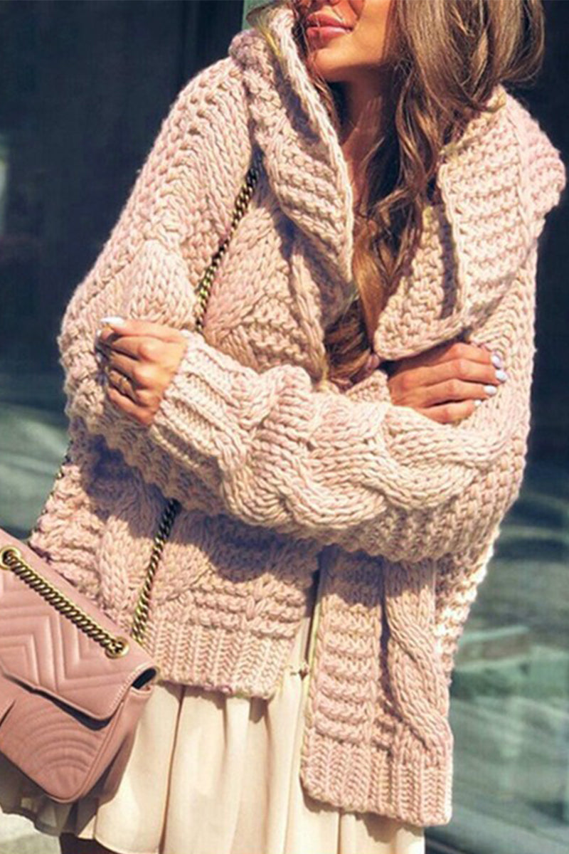 Street-wave Timeless Cozy Chunky Knit Cardigan Winter Top For Women Elegant Warm Everyday Style