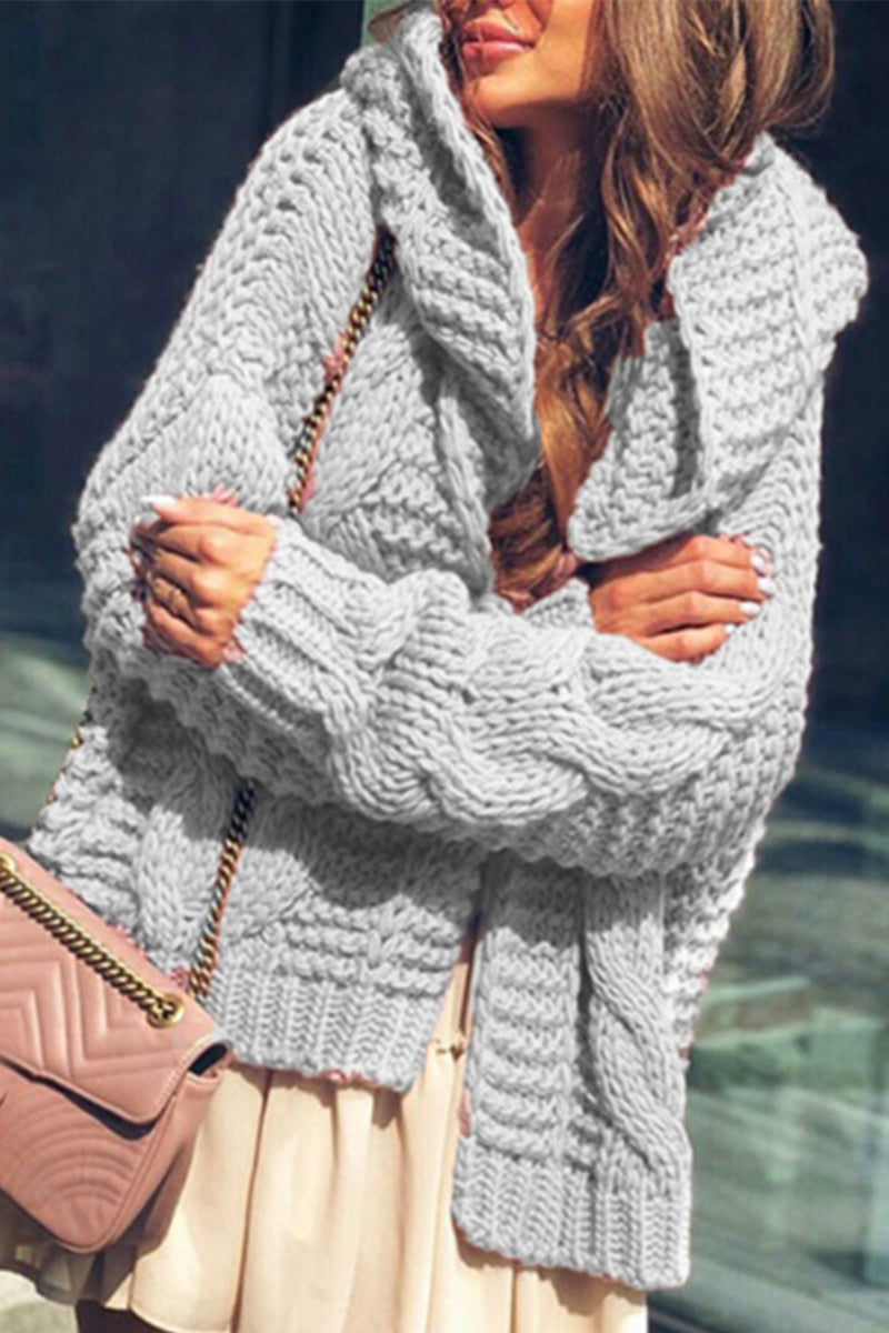Street-wave Timeless Cozy Chunky Knit Cardigan Winter Top For Women Elegant Warm Everyday Style