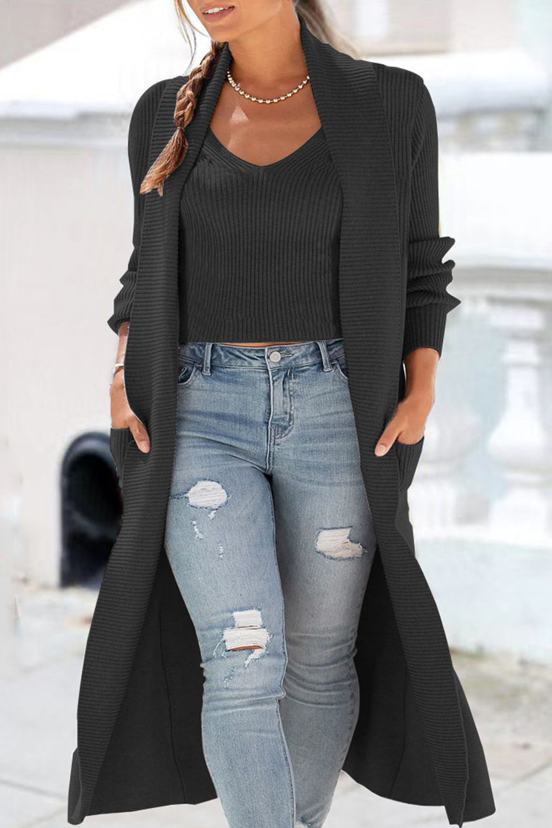 Street-wave Olive Winter Knit Cardigan For Women Cozy Minimalist Chic Coat For Everyday Wear