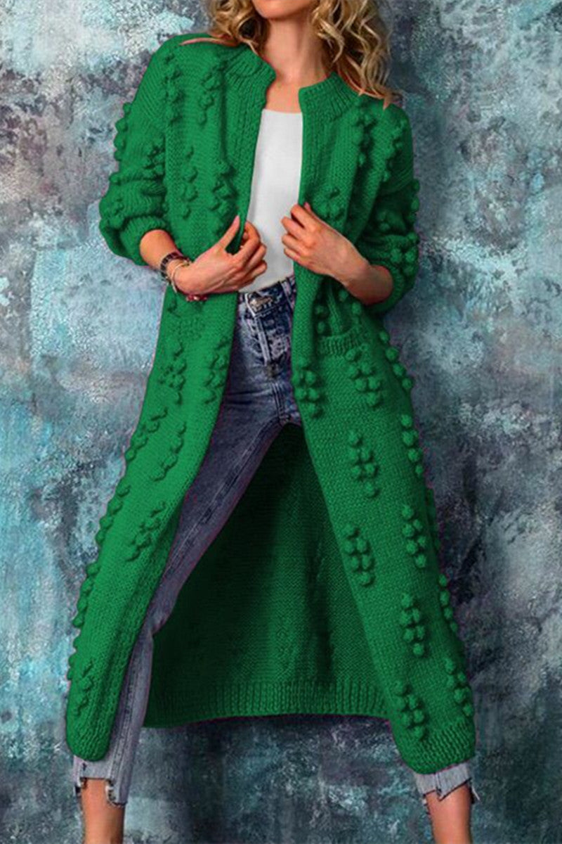 Streetwave Cozy Pom Pom Knit Cardigan for Women Elegant Winter Warmth and Versatility
