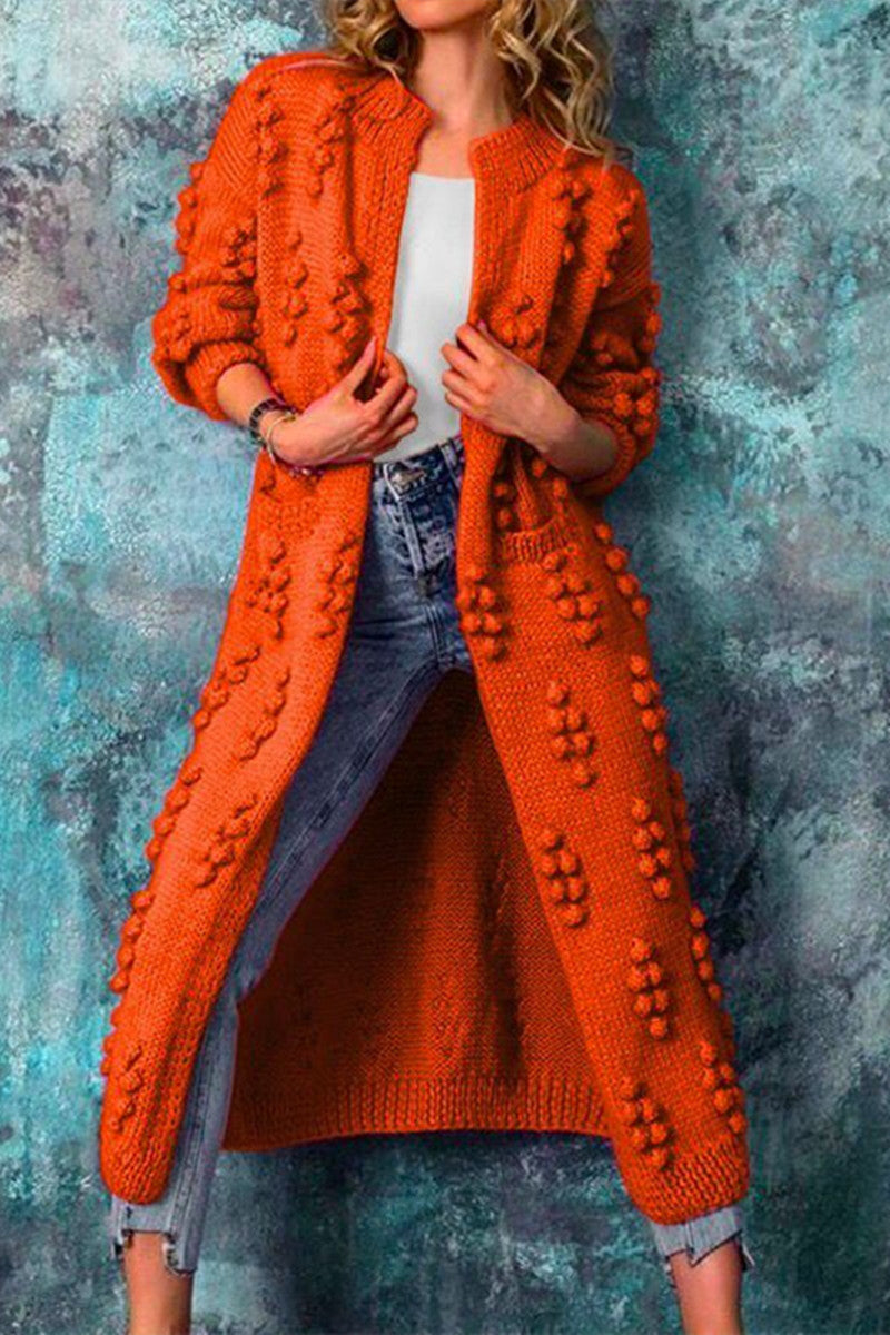 Streetwave Cozy Pom Pom Knit Cardigan for Women Elegant Winter Warmth and Versatility