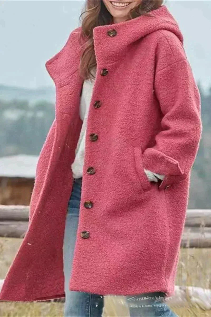 Street-wave Elegant Black Wool Coat For Women, Warm Cozy Outerwear, Timeless Style