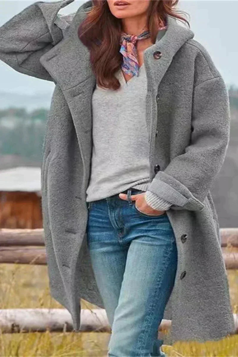 Streetwave Womens Teddy Coat With Hood And Buttons For Cozy Warmth And Casual Streetwear