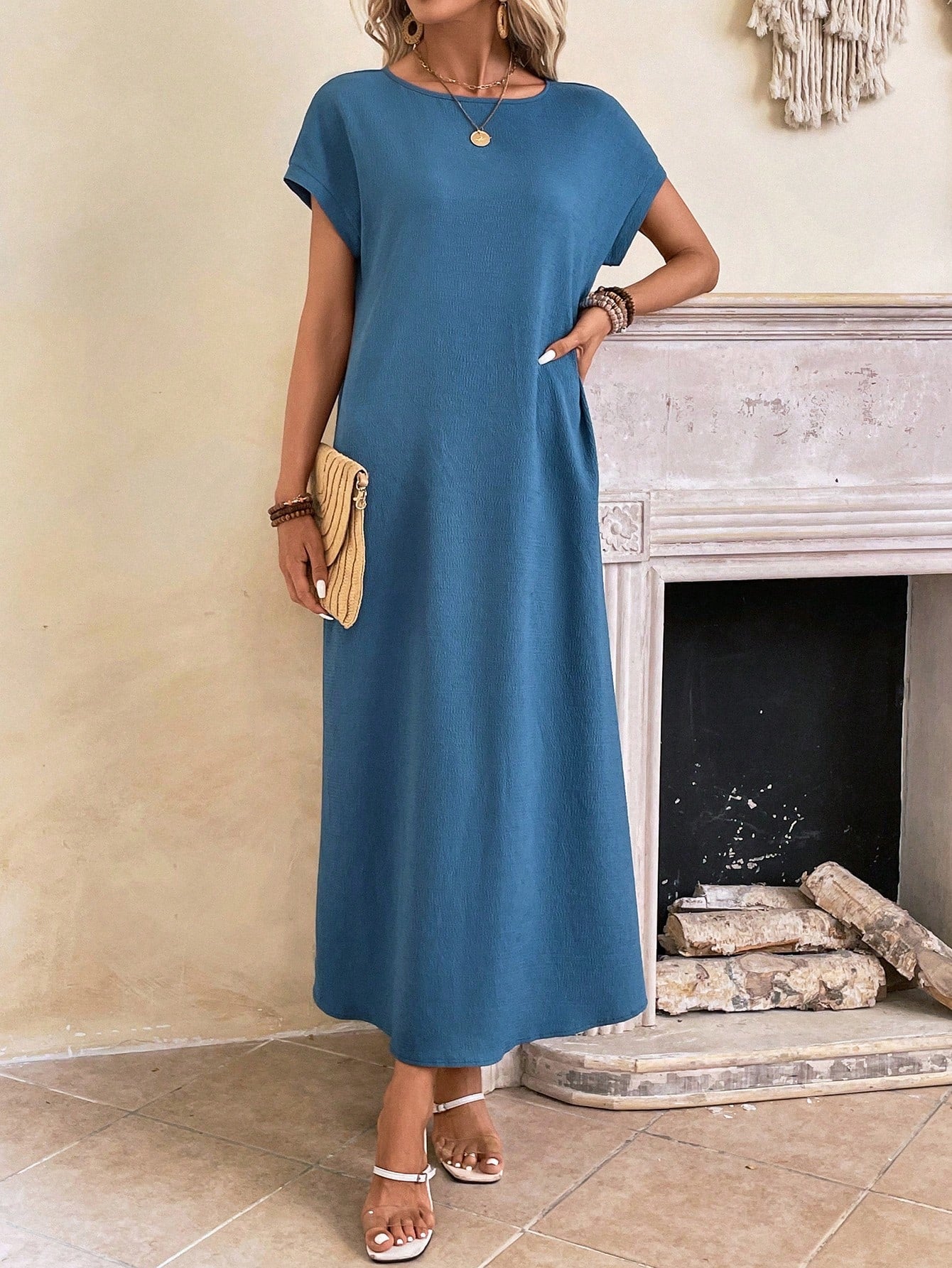 Street Wave Batwing Tunic Dress Women Effortless Comfort