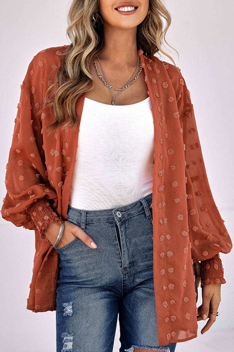 Street-wave Sheer Dotted Cardigan For Women Effortless Chic Lightweight Layering Piece