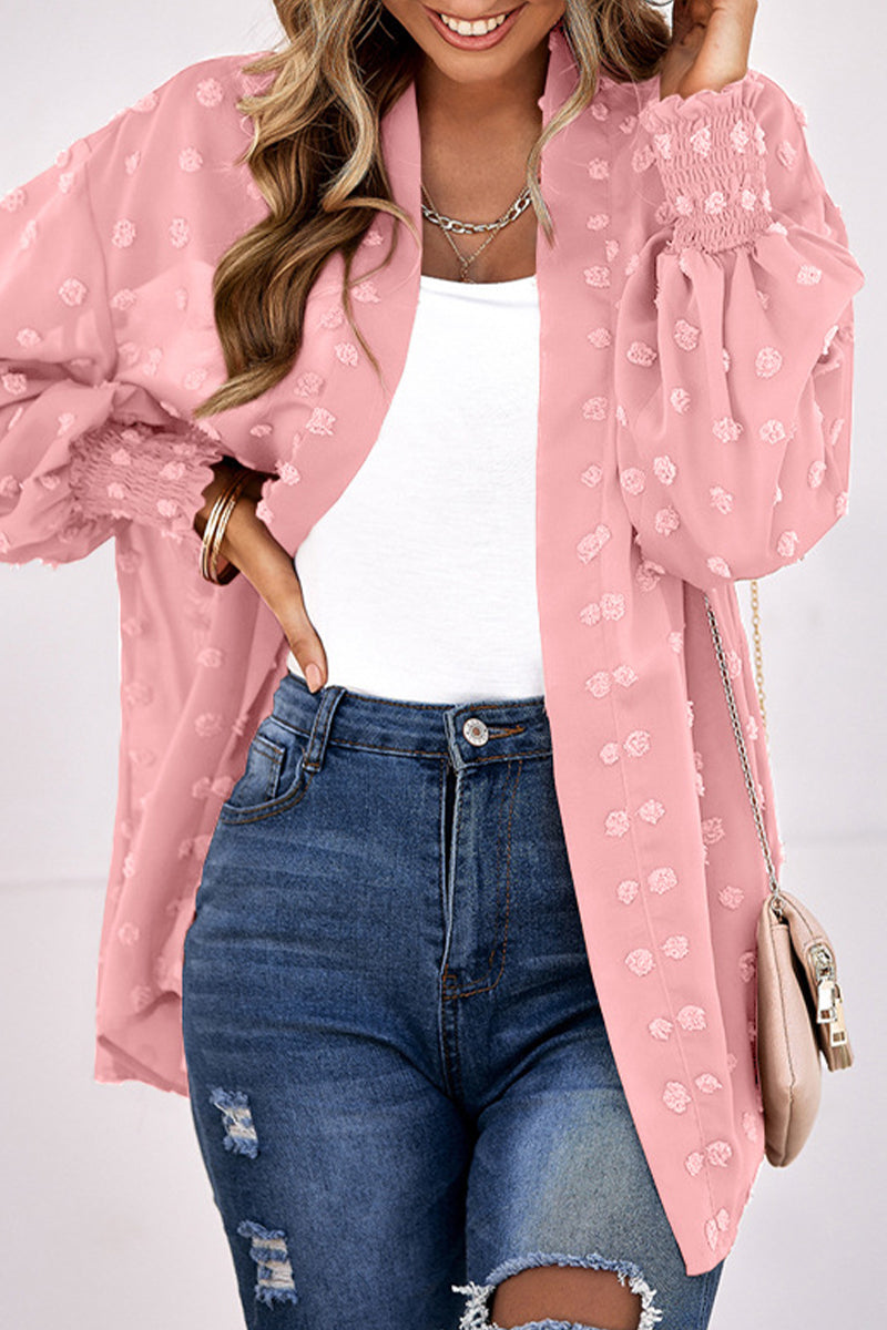Street-wave Sheer Dotted Cardigan For Women Effortless Chic Lightweight Layering Piece