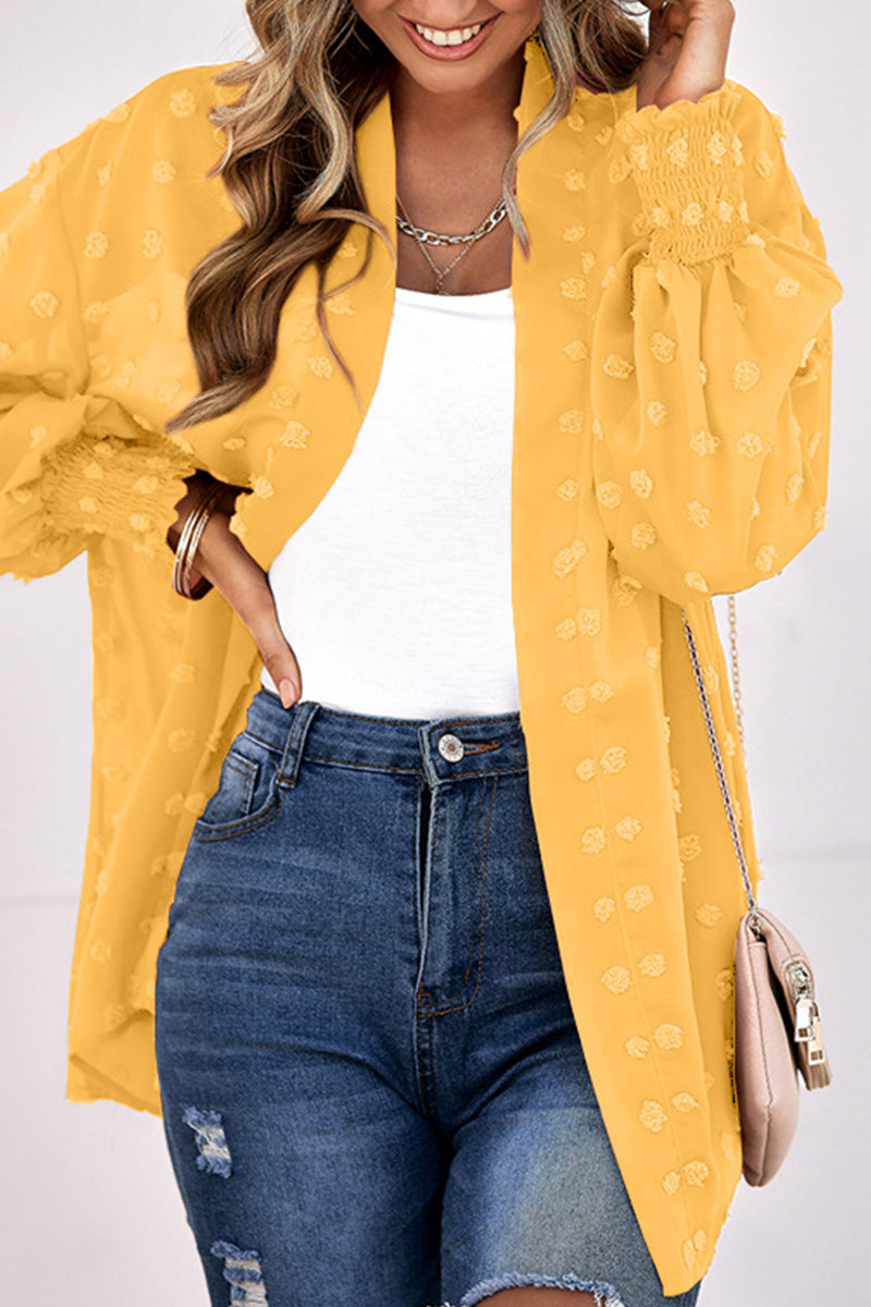 Street-wave Sheer Dotted Cardigan For Women Effortless Chic Lightweight Layering Piece