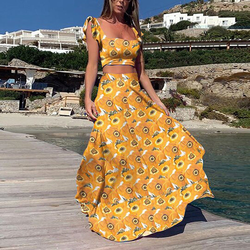 Streetwave Elegant Maxi Dress For Women With Flowing Hem And Playful Floral Print