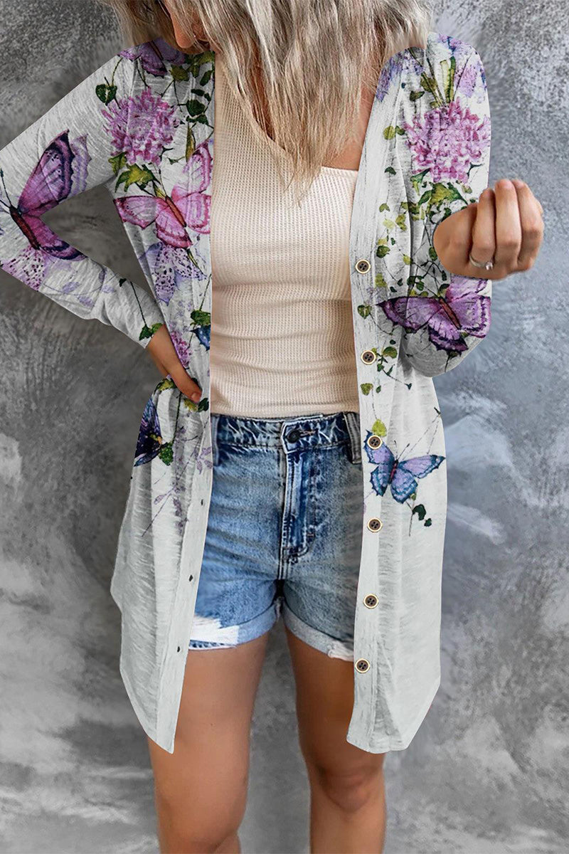 Street Wave Ladies Winter Cardigan Cozy Knit With Colorful Abstract Pattern Oversized Cozy Fit Everyday Wear